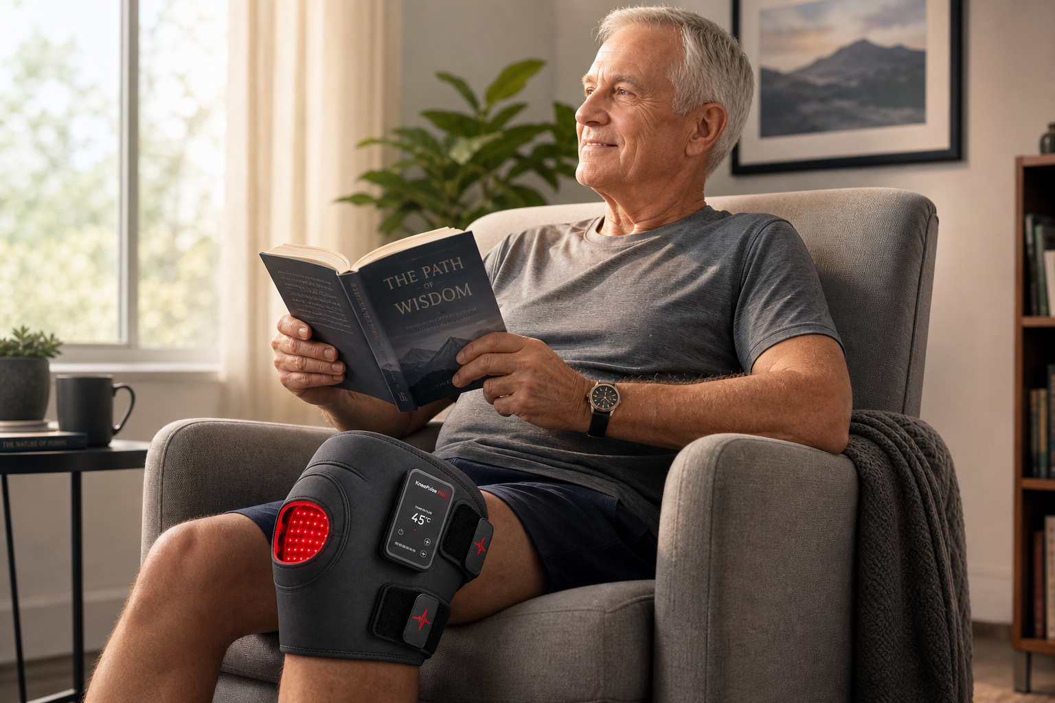 Senior man using KneePulse Pro
